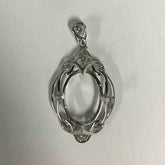 Sterling Silver Semi Mount Pendant Setting Oval OV 18x13mm - Syzjewelry